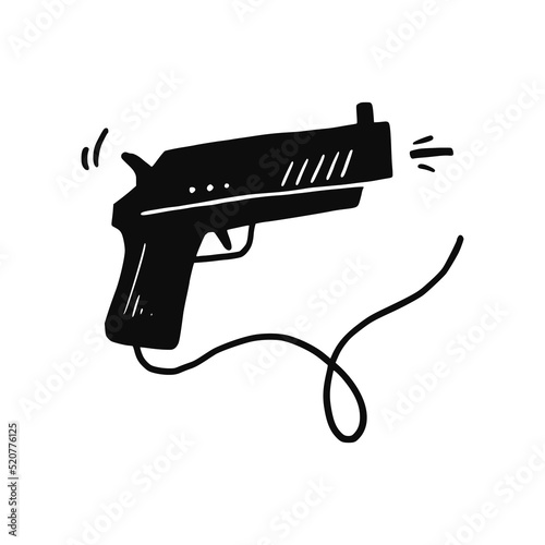 Video game gun console hand drawn doodle element. Sketch line style. Vector illustration isolated.