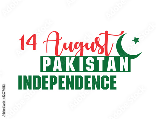 14 August Pakistan Independence Day T shirt Design , Pakistan Day celebration logo icon design with star and moon vector Eps8 