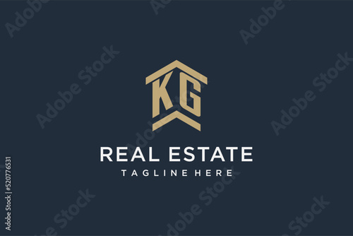 Initial KG logo for real estate with simple and creative house roof icon logo design ideas