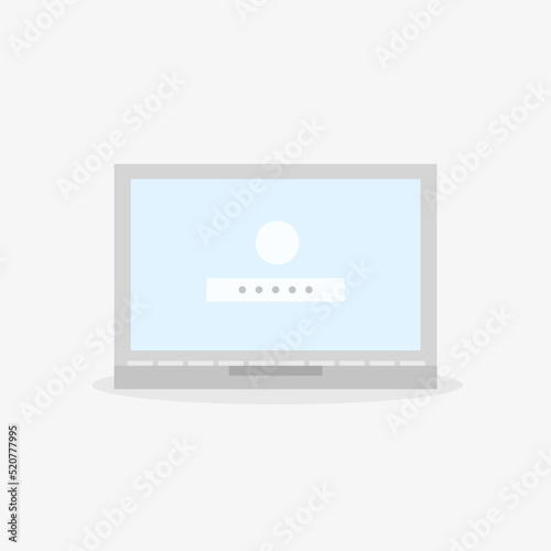 flat illustration gray laptop isolated on white background