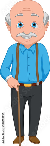 happy grandfather cartoon on white background