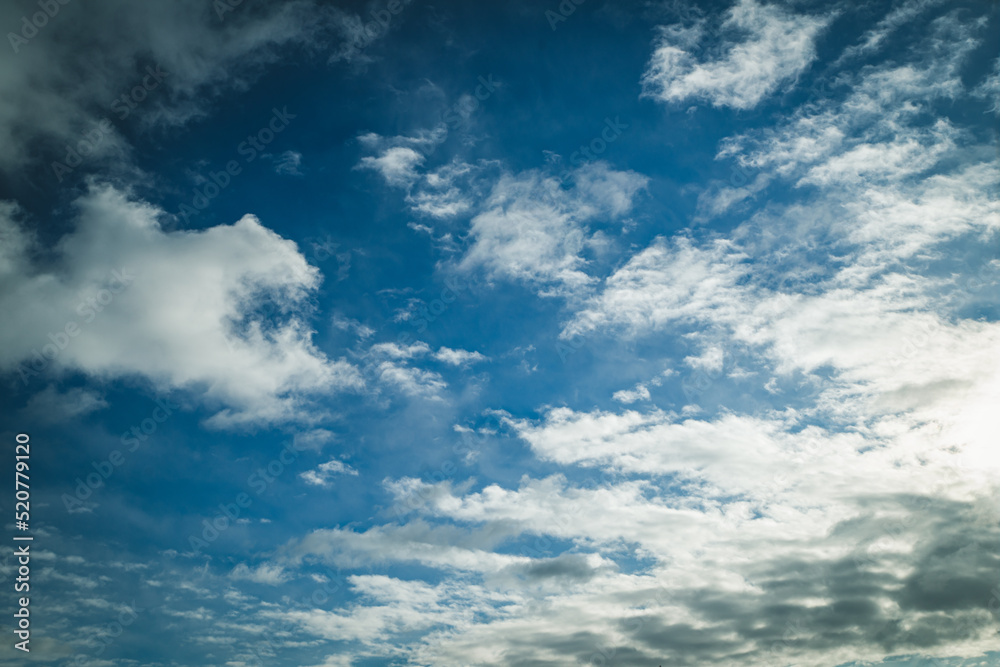 Beautiful nature background. Blue sky with white clouds.