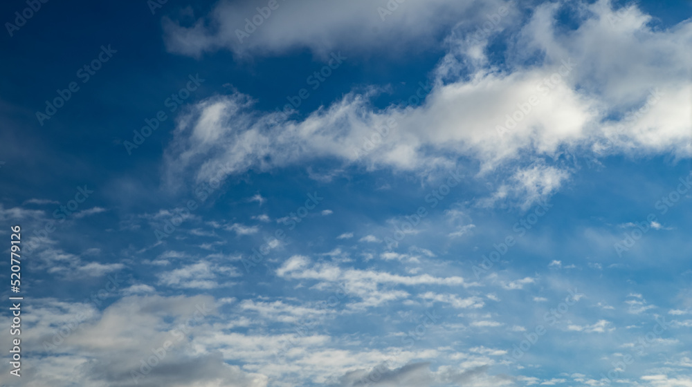 Beautiful nature background. Blue sky with white clouds.