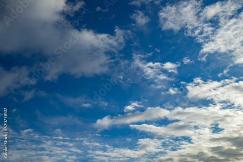 Beautiful nature background. Blue sky with white clouds.