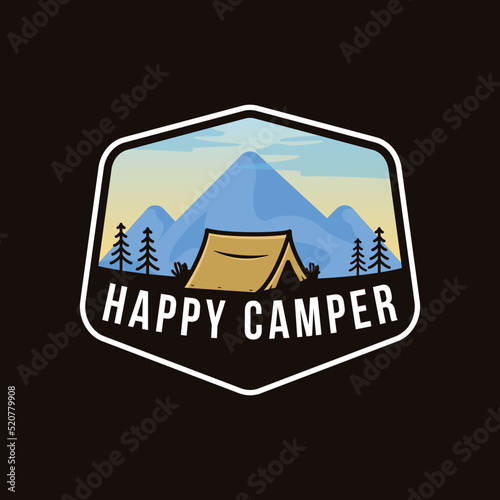 Badge emblem outdoor adventure camping logo illustrations template