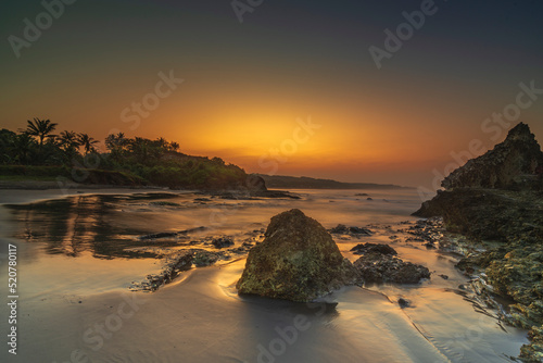 Sunrise view at Cimanuk Beach Tasikmalaya East Java Indonesia