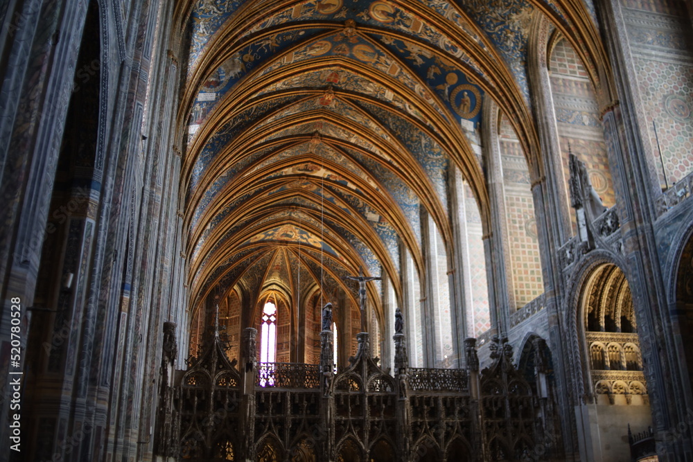 La cathédrale Sainte Cécile, de style gothique, vue de l'intérieur, ville de Albi, département du Tarn, France