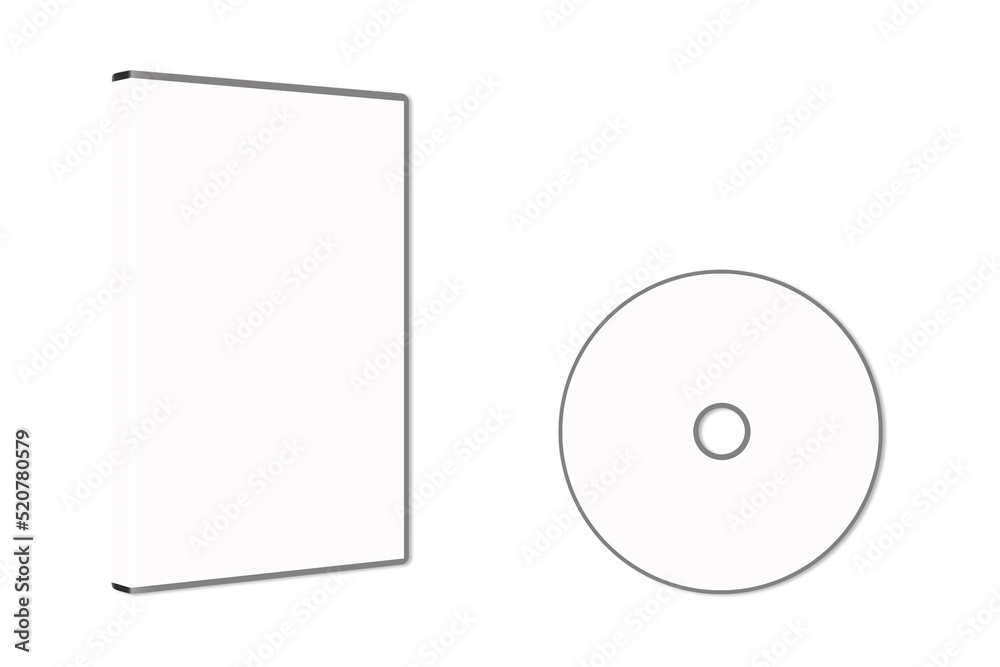 Blank CD , DVD with cover case mock up. Clipping path included for easy  selection. cd dvd cover album design template mockup isolated on white  background. 3d rendering. ilustración de Stock