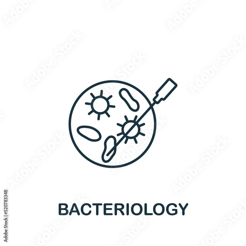 Bacteriology icon. Monochrome simple Bioengineering icon for templates, web design and infographics