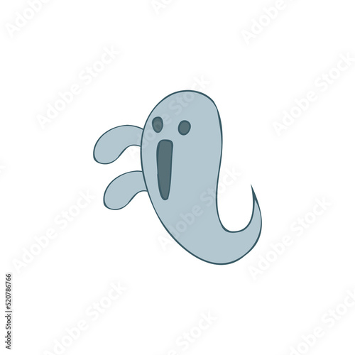 Halloween 2022 - October 31. A traditional holiday, the eve of All Saints Day, All Hallows Eve. Trick or treat. Vector illustration in hand-drawn doodle style. Cute kind ghost.