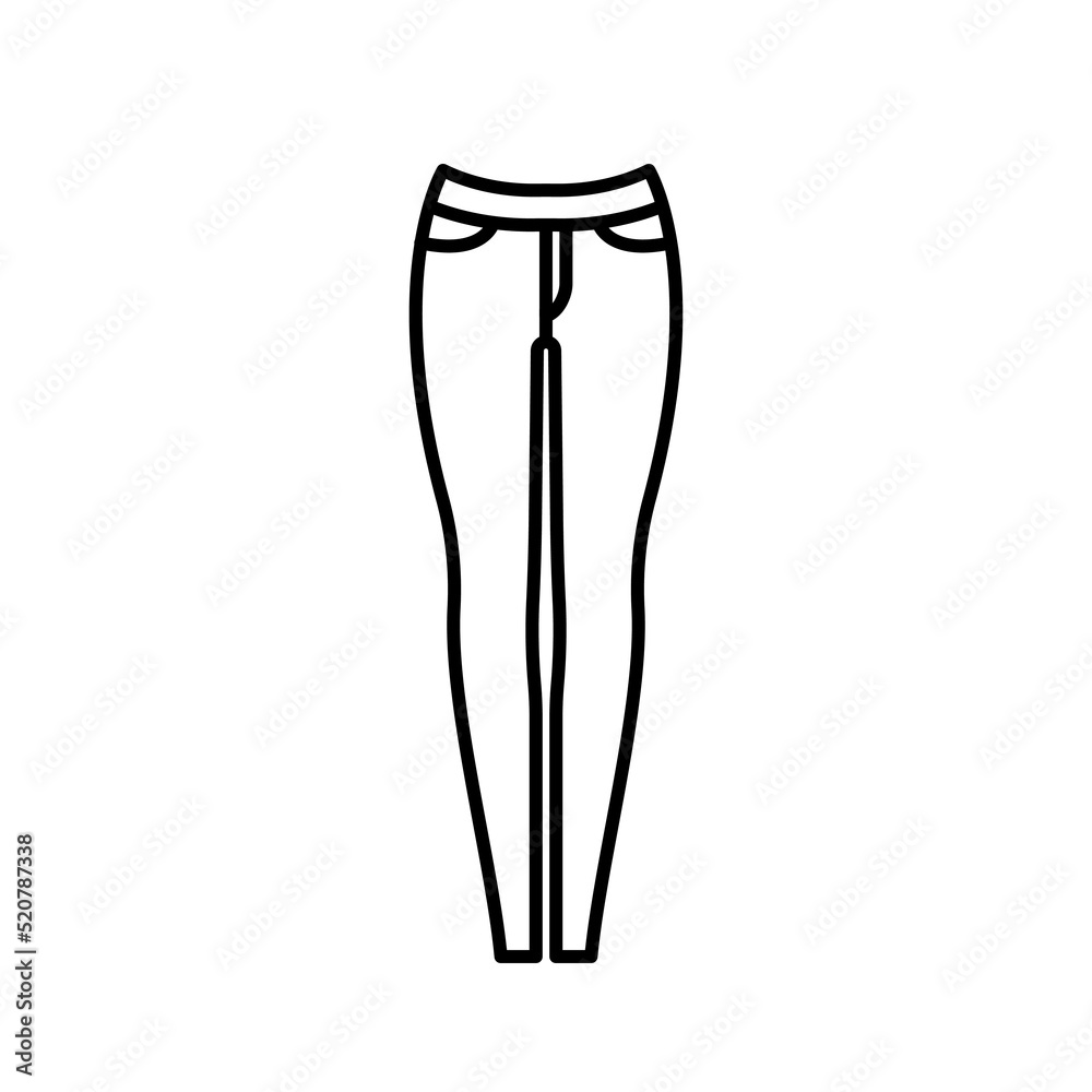 Skinny jeans vector icon outline black. EPS 10.... Womens cloth illustration.... Flat outline sign.. Shop online concept. Females item of clothing.... Apparel store symbol. Isolated on white Skinny jeans vector icon outline black. EPS 10.... Womens cloth illustration.... Flat outline sign.. Shop online concept. Females item of clothing.... Apparel store symbol. Isolated on white