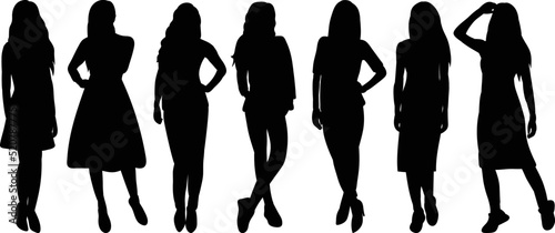 woman silhouette on white background isolated, vector