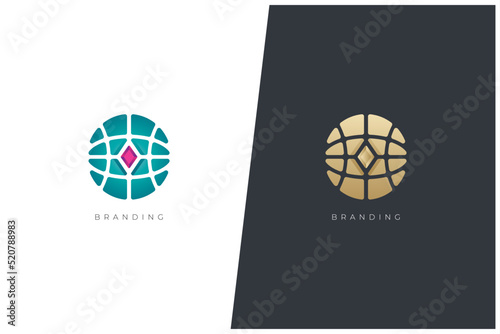 Gemstone Diamond Global Marketing Trading Networking Vector Logo Concept
