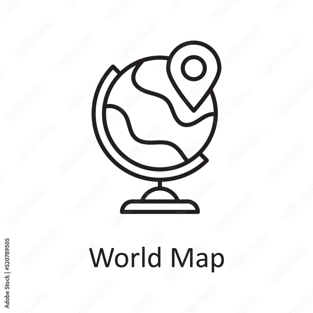 World Map vector outline Icon Design illustration. Miscellaneous Symbol on White background EPS 10 File World Map vector outline Icon Design illustration. Miscellaneous Symbol on White background EPS 10 File