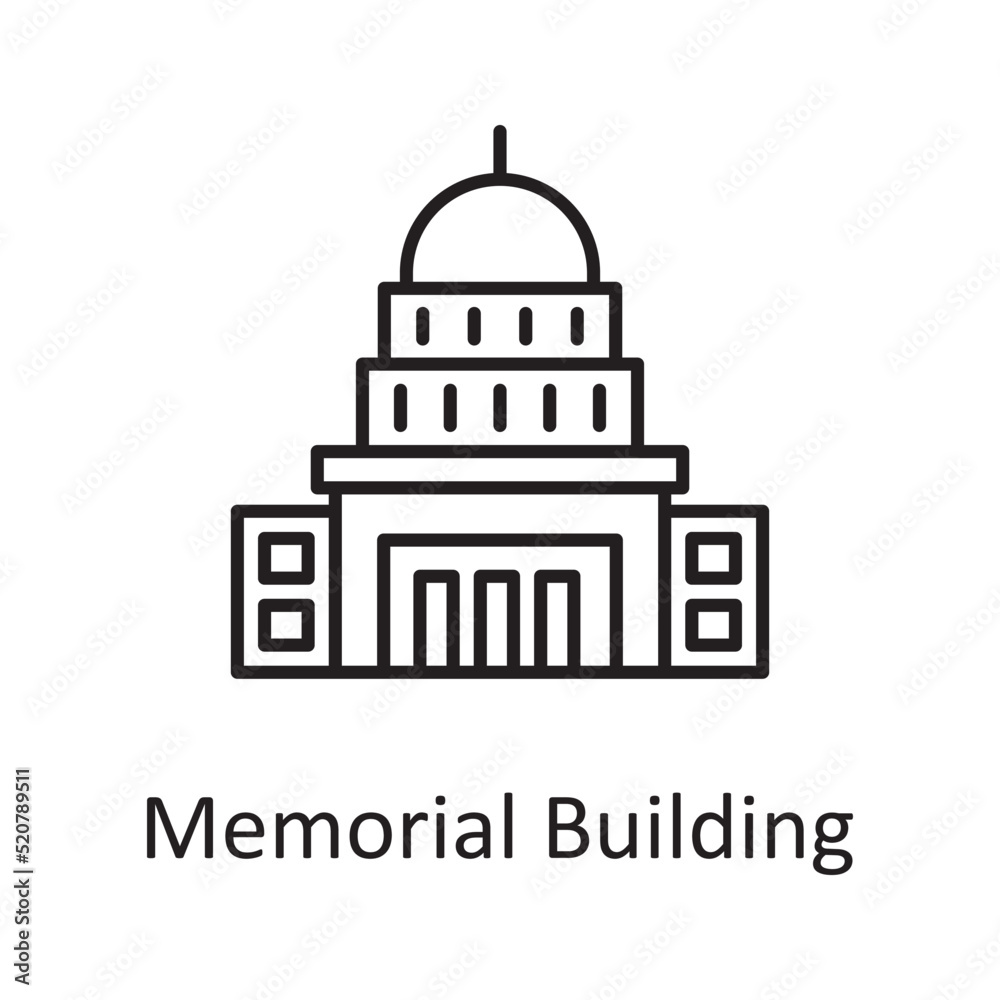 Memorial Building vector outline Icon Design illustration. Miscellaneous Symbol on White background EPS 10 File