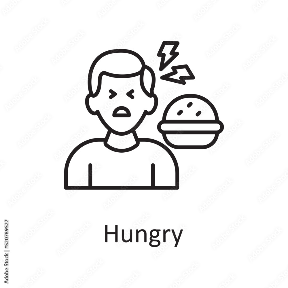 Fototapeta premium Hungry vector outline Icon Design illustration. Miscellaneous Symbol on White background EPS 10 File