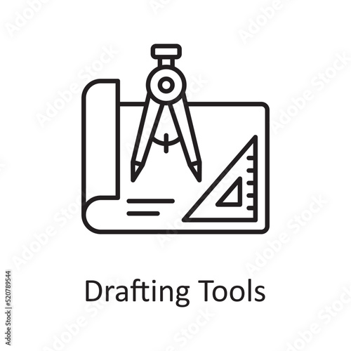 Drafting Tools vector outline Icon Design illustration. Miscellaneous Symbol on White background EPS 10 File