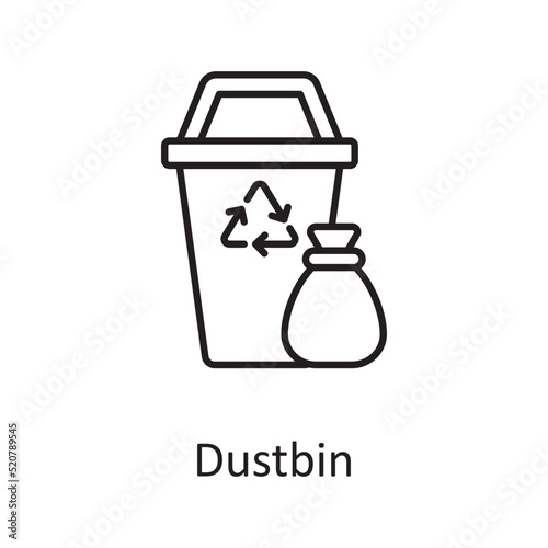 Dustbin vector outline Icon Design illustration. Miscellaneous Symbol on White background EPS 10 File
