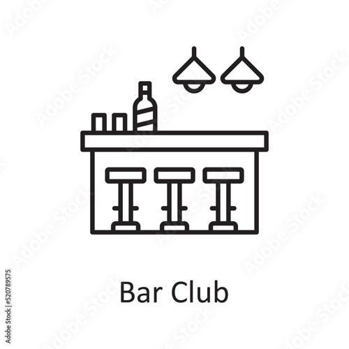 Bar Club vector outline Icon Design illustration. Miscellaneous Symbol on White background EPS 10 File