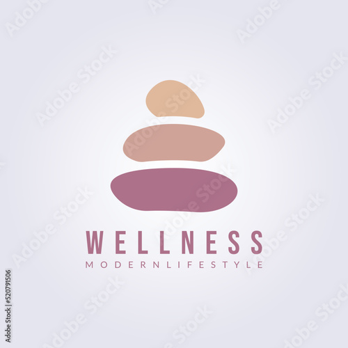 wellness zen stone logo vector illustration design, balancing stone freshness symbol