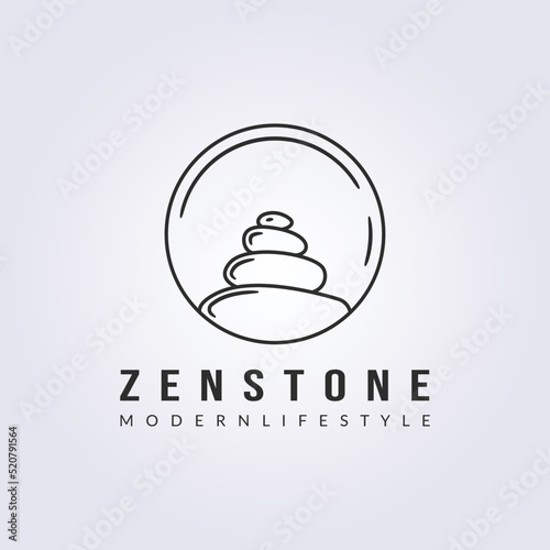 simple line balance stone logo badge vector illustration design