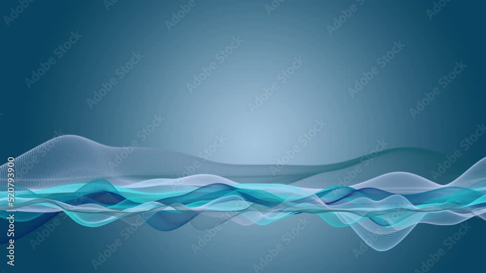 Fantastic video animation with particle wave object in slow motion and space for text, 4096x2304 loop 4K