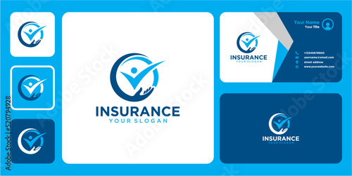 insurance logo design by hand or people and business card