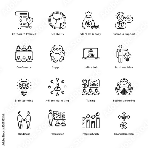 Business And Managment Outline Icons - Stroked, Vectors