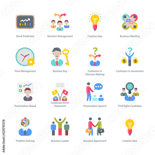 Business And Managment Flat Round Icons - Vectors