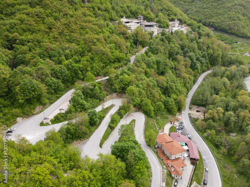 Drone view of St John the Baptist Bigorski monastery in Macedonia photo