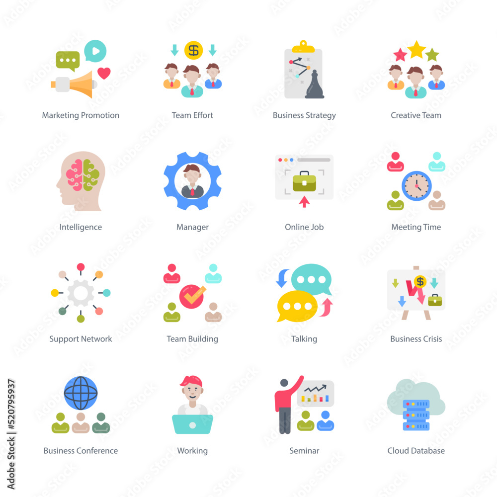 Business And Managment Flat Round Icons - Vectors