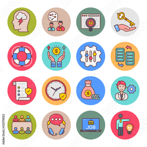 Business And Managment Flat Round Icons - Vectors