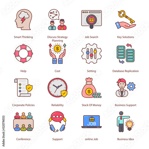Business And Managment Filled Icons - Stroked, Vectors