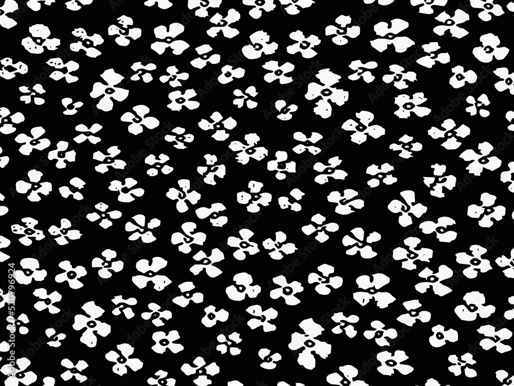 black and white seamless tiny flower pattern