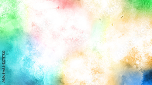 watercolor background painting with cloudy distressed texture. soft yellow beige lighting and gradient blue green colors. colorful background with watercolor stains and for design and decoration.