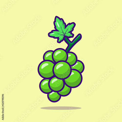 Green Grapes fruit cute icon vector illustration