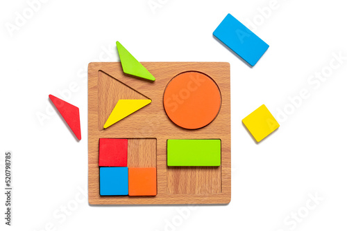Set of shape Montessori style toys Children wooden eco friendly logic games for preschool kids Playthings for baby development. Collection of educational elements for early childhood development