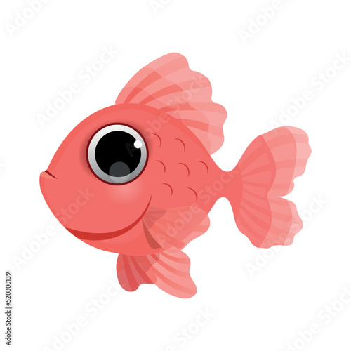 Tropical fish. Vector aquarium or marine icons. Underwater animals of the coral reef. Ocean life isolated collection. Nautical illustration in cartoon style. exotic orange fish