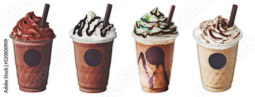 watercolor set with coffee ...