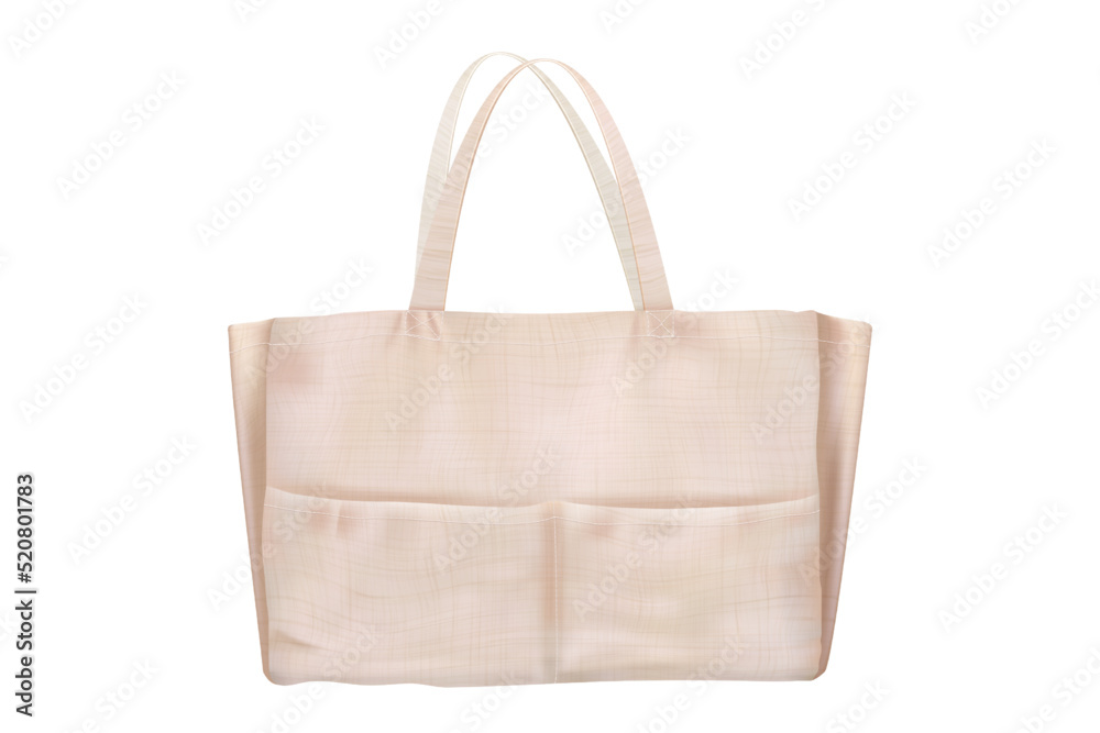 Blank mockup of canvas tote bag with cloth texture isolated from background. Eco friendly shopper. Zero waste illustration. Vector template. Fabric shopping sack. Totebag with handles and pockets Blank mockup of canvas tote bag with cloth texture isolated from background. Eco friendly shopper. Zero waste illustration. Vector template. Fabric shopping sack. Totebag with handles and pockets