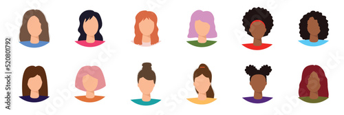 Big set of user avatar. People avatar profile icons. Male and female faces. Men and women portraits. Unknown or anonymous person. Characters collection. Vector illustration.