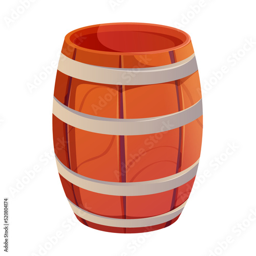 Cartoon illustration of wooden pirate barrels isolated on a white background