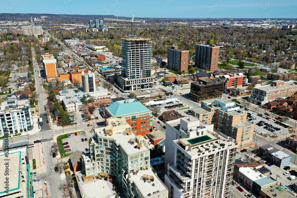 Aerial of Burlington in Ontario, Canada on a fine day