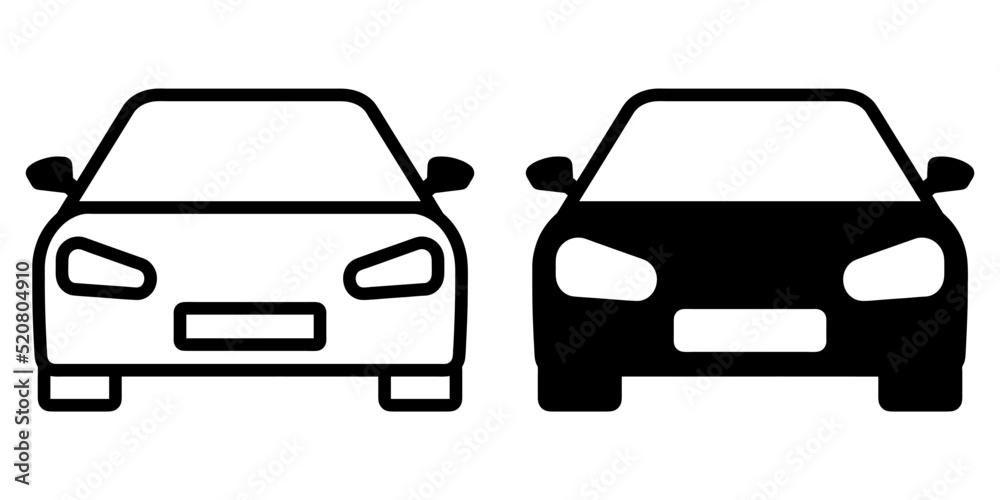 ofvs43 OutlineFilledVectorSign ofvs - car vector icon . isolated transparent . car frontal view silhouette . black outline and filled version . AI 10 / EPS 10 . g11352