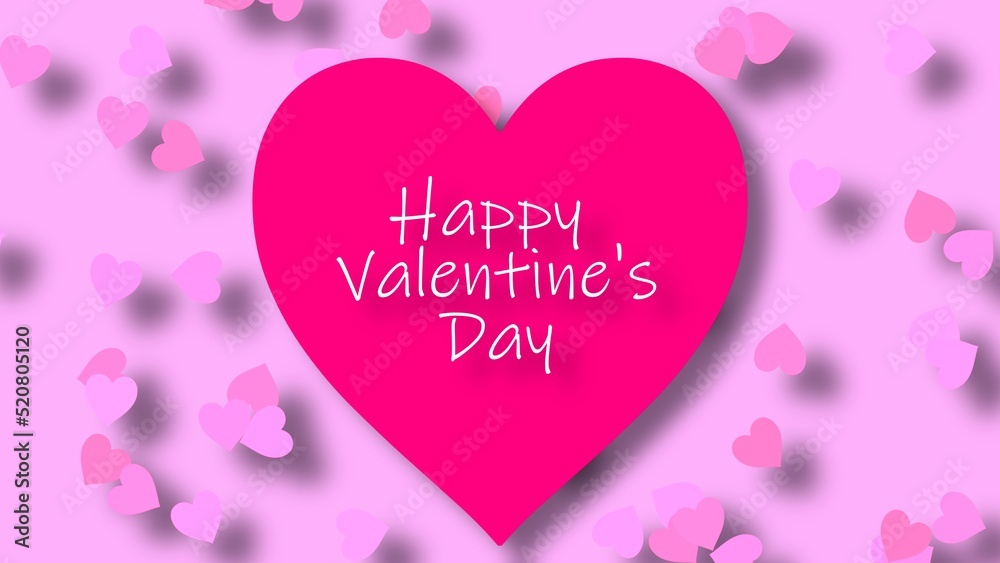 Happy Valentine Day greeting on pink wallpaper background