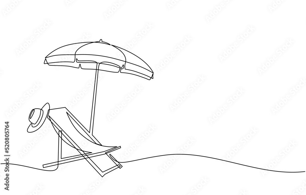 Tropical summer vacation hand drawn line drawing - Stock Illustration  [49980285] - PIXTA