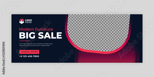 Sale facebook cover page timeline horizontal web ad banner template with photo 