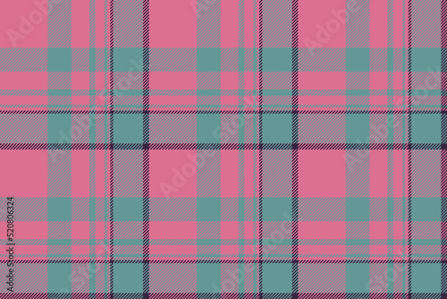 Plaid background, check seamless pattern in pink. Vector fabric texture for textile print, wrapping paper, gift card or wallpaper.