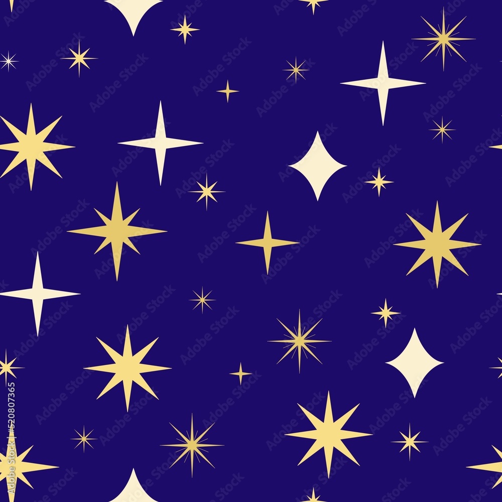 Seamless pattern with stars at night handdrawn Seamless pattern with stars at night handdrawn