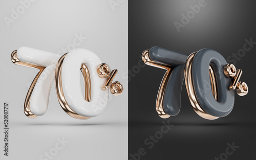 shopping offer 70 percent discount white and black two different color 3d render concept 